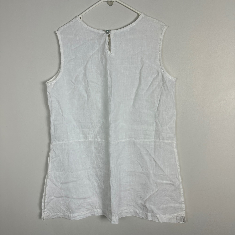 Bryn Walker 100% Linen White Tunic Top Womens Size XL Layering Lagenlook Minimal - Picture 13 of 13